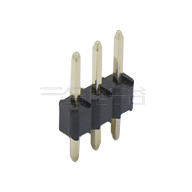 Pitch 2.50mm 180º 单排 H3.3W2.54 DIP 排针 L=18MM (7.5/3.4) 03Pin PA9T,94V-0 黑色 镀全金G/F